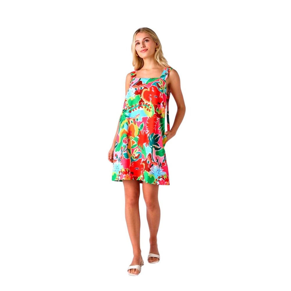 Crosby NWT SZ Large The Warren Shift mini dress Tropicana Floral Butterfly print
